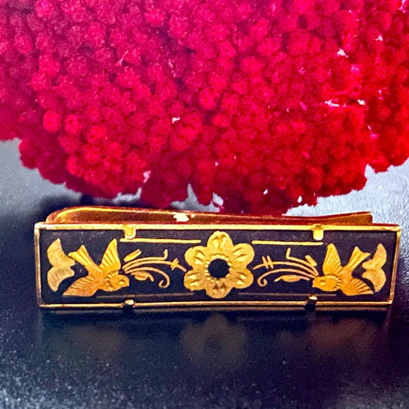 Vintage Damascene Tie Bar/ Money Clip - Picture 2 of 10